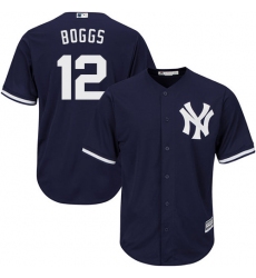 Youth Majestic New York Yankees #12 Wade Boggs Authentic Navy Blue Alternate MLB Jersey