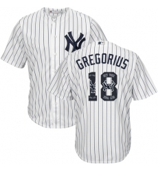 Men's Majestic New York Yankees #18 Didi Gregorius Authentic White Team Logo Fashion MLB Jersey