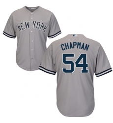 Men's Majestic New York Yankees #54 Aroldis Chapman Replica Grey Road MLB Jersey