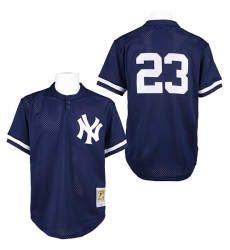 Men's Mitchell and Ness 1995 New York Yankees #23 Don Mattingly Authentic Blue Throwback MLB Jersey