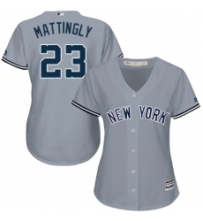 Women's Majestic New York Yankees #23 Don Mattingly Authentic Grey Road MLB Jersey