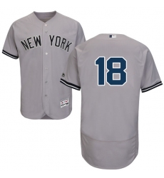 Men's Majestic New York Yankees #18 Don Larsen Grey Road Flex Base Authentic Collection MLB Jersey