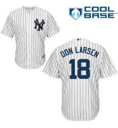Men's Majestic New York Yankees #18 Don Larsen Replica White Home MLB Jersey