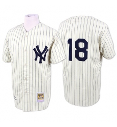 Men's Mitchell and Ness New York Yankees #18 Don Larsen Authentic White Throwback MLB Jersey