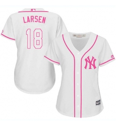 Women's Majestic New York Yankees #18 Don Larsen Replica White Fashion Cool Base MLB Jersey