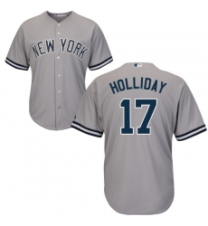 Youth Majestic New York Yankees #17 Matt Holliday Authentic Grey Road MLB Jersey