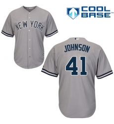Youth Majestic New York Yankees #41 Randy Johnson Authentic Grey Road MLB Jersey