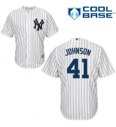 Youth Majestic New York Yankees #41 Randy Johnson Authentic White Home MLB Jersey