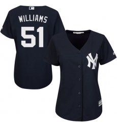 Women's Majestic New York Yankees #51 Bernie Williams Replica Navy Blue Alternate MLB Jersey