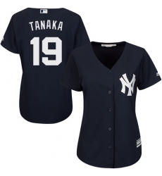 Women's Majestic New York Yankees #19 Masahiro Tanaka Authentic Navy Blue Alternate MLB Jersey