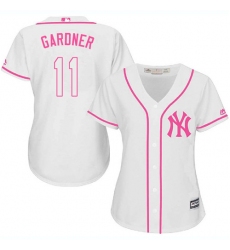 Women's Majestic New York Yankees #11 Brett Gardner Authentic White Fashion Cool Base MLB Jersey