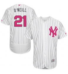 Men's Majestic New York Yankees #21 Paul O'Neill Authentic White 2016 Mother's Day Fashion Flex Base MLB Jersey