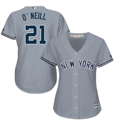 Women's Majestic New York Yankees #21 Paul O'Neill Authentic Grey Road MLB Jersey