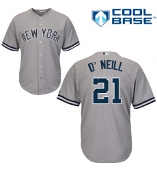 Youth Majestic New York Yankees #21 Paul O'Neill Authentic Grey Road MLB Jersey
