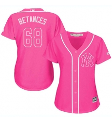 Women's Majestic New York Yankees #68 Dellin Betances Replica Pink Fashion Cool Base MLB Jersey
