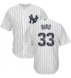 Men's Majestic New York Yankees #33 Greg Bird Authentic White Team Logo Fashion MLB Jersey