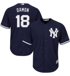 Men's Majestic New York Yankees #18 Johnny Damon Replica Navy Blue Alternate MLB Jersey