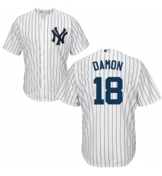 Youth Majestic New York Yankees #18 Johnny Damon Authentic White Home MLB Jersey