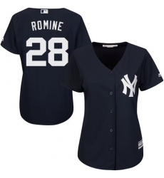 Women's Majestic New York Yankees #28 Austin Romine Replica Navy Blue Alternate MLB Jersey