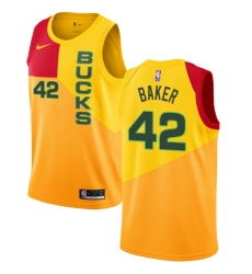 Women's Nike Milwaukee Bucks #42 Vin Baker Swingman Yellow NBA Jersey - City Edition