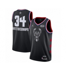 Men's Jordan Milwaukee Bucks #34 Giannis Antetokounmpo Swingman Black 2019 All-Star Game Basketball Jersey