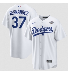 Men's Los Angeles Dodgers #37 Teoscar Hernández White 2025 World Series Home Cool Base Stitched Baseball Jersey