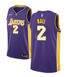 Men's Nike Los Angeles Lakers #2 Lonzo Ball Authentic Purple NBA Jersey - Icon Edition