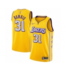 Youth Los Angeles Lakers #31 Kurt Rambis Swingman Gold Basketball Jersey - 2019 20 City Edition