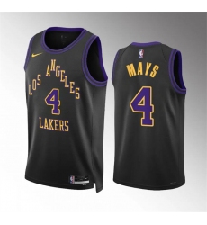 Men's Los Angeles Lakers #4 Skylar Mays Black 2023-24 City Edition Stitched Basketball Jersey