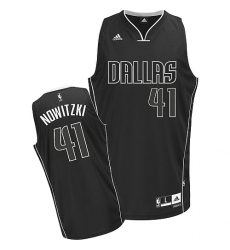 Men's Adidas Dallas Mavericks #41 Dirk Nowitzki Swingman Black/White Fashion NBA Jersey
