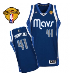 Men's Adidas Dallas Mavericks #41 Dirk Nowitzki Swingman Navy Blue Alternate Finals Patch NBA Jersey