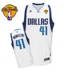 Men's Adidas Dallas Mavericks #41 Dirk Nowitzki Swingman White Home Finals Patch NBA Jersey