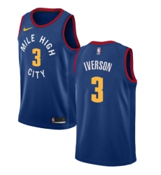 Youth Nike Denver Nuggets #3 Allen Iverson Swingman Light Blue Alternate NBA Jersey Statement Edition