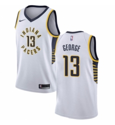 Men's Nike Indiana Pacers #13 Paul George Authentic White NBA Jersey - Association Edition