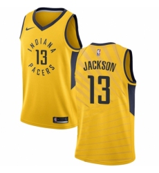 Men's Nike Indiana Pacers #13 Mark Jackson Authentic Gold NBA Jersey Statement Edition