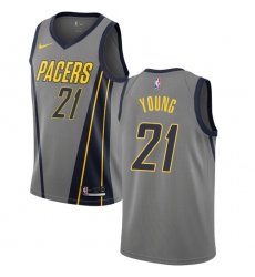 Men's Nike Indiana Pacers #21 Thaddeus Young Swingman Gray NBA Jersey - City Edition