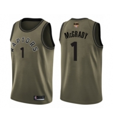 Youth Toronto Raptors #1 Tracy Mcgrady Swingman Green Salute to Service 2019 Basketball Finals Bound Jersey