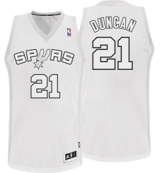 Men's Adidas San Antonio Spurs #21 Tim Duncan Authentic White Winter On-Court NBA Jersey