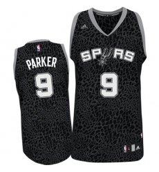 Men's Adidas San Antonio Spurs #9 Tony Parker Swingman Black Crazy Light NBA Jersey