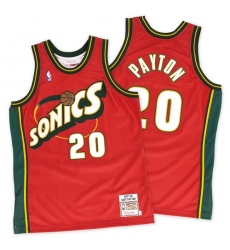 Men's Mitchell and Ness Oklahoma City Thunder #20 Gary Payton Authentic Red SuperSonics Throwback NBA Jersey