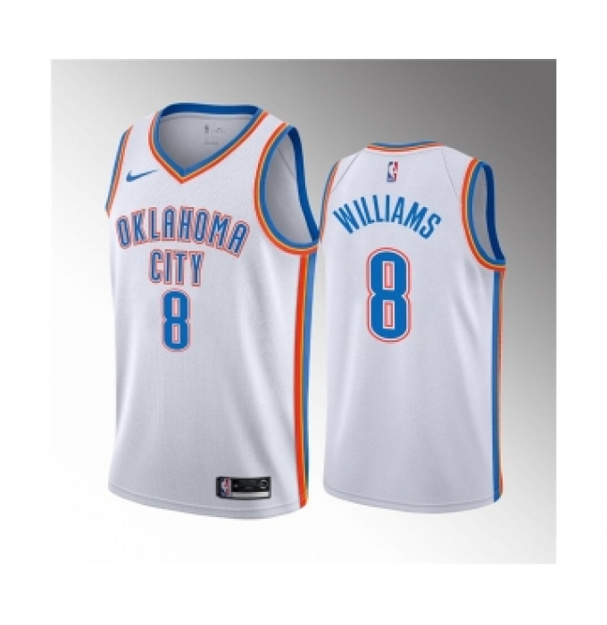 Men's Oklahoma City Thunder #8 Jalen Williams White Association Edition Stitched Basketball Jersey