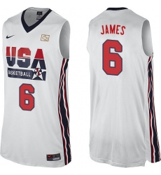 Men's Nike Team USA #6 LeBron James Swingman White 2012 Olympic Retro Basketball Jersey