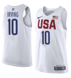Men's Nike Team USA #10 Kyrie Irving Authentic White 2016 Olympic Basketball Jersey