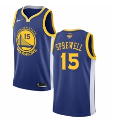 Women's Nike Golden State Warriors #15 Latrell Sprewell Swingman Royal Blue Road 2018 NBA Finals Bound NBA Jersey - Icon Edition