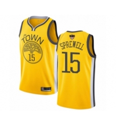Youth Golden State Warriors #15 Latrell Sprewell Yellow Swingman 2019 Basketball Finals Bound Jersey - Earned Edition