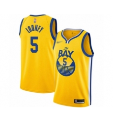 Youth Golden State Warriors #5 Kevon Looney Swingman Gold Finished Basketball Jersey - Statement Edition