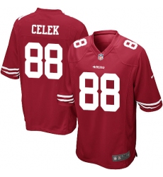 Men's Nike San Francisco 49ers #88 Garrett Celek Game Red Team Color NFL Jersey