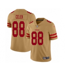 Men's San Francisco 49ers #88 Garrett Celek Limited Gold Inverted Legend Football Jersey