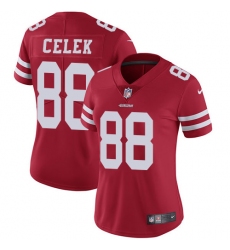 Women's Nike San Francisco 49ers #88 Garrett Celek Elite Red Team Color NFL Jersey