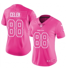 Women's Nike San Francisco 49ers #88 Garrett Celek Limited Pink Rush Fashion NFL Jersey